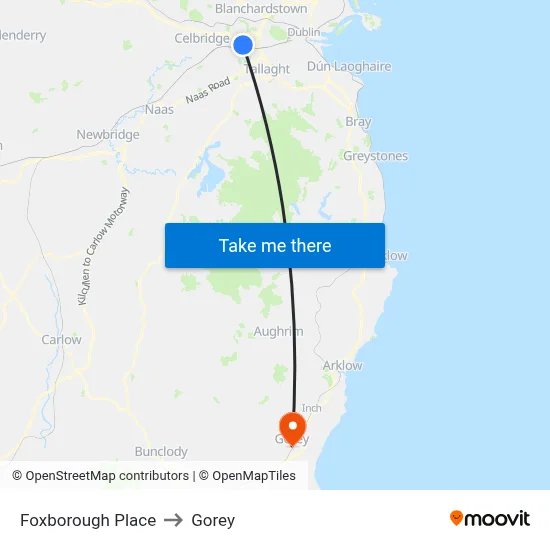 Foxborough Place to Gorey map