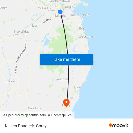 Killeen Road to Gorey map