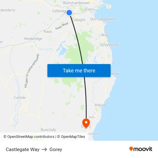 Castlegate Way to Gorey map