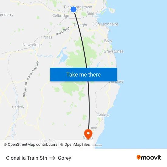 Clonsilla Train Stn to Gorey map