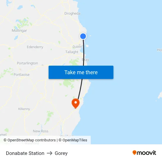 Donabate Station to Gorey map