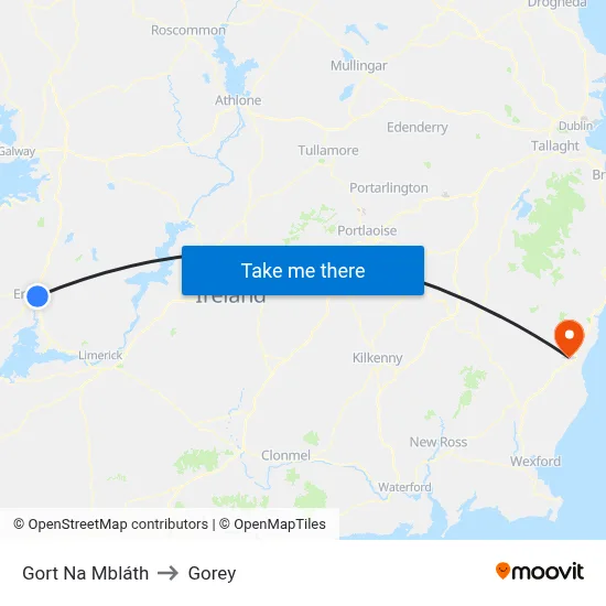 Gort Na Mbláth to Gorey map