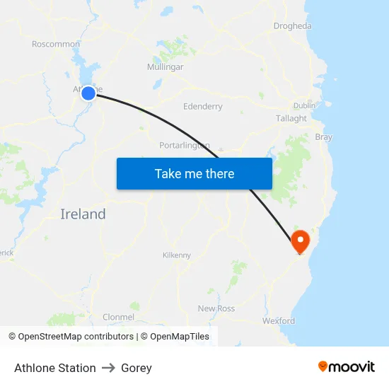Athlone Station to Gorey map