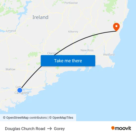 Douglas Church Road to Gorey map