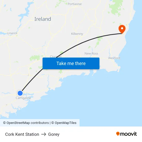 Cork Kent Station to Gorey map
