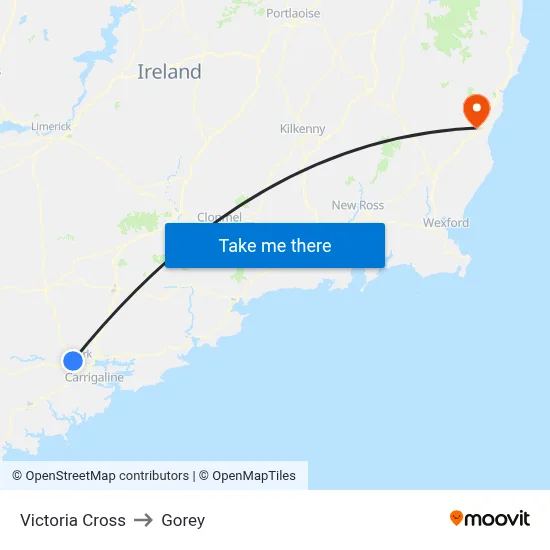 Victoria Cross to Gorey map