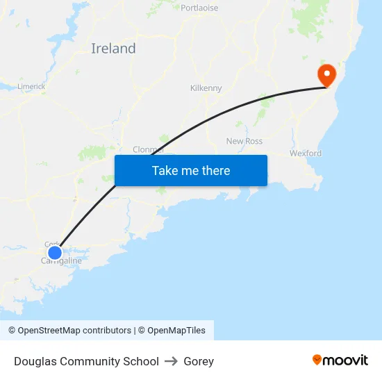 Douglas Community School to Gorey map