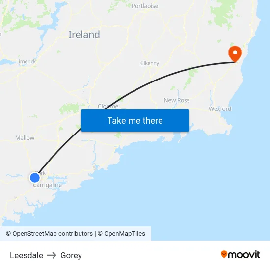 Leesdale to Gorey map