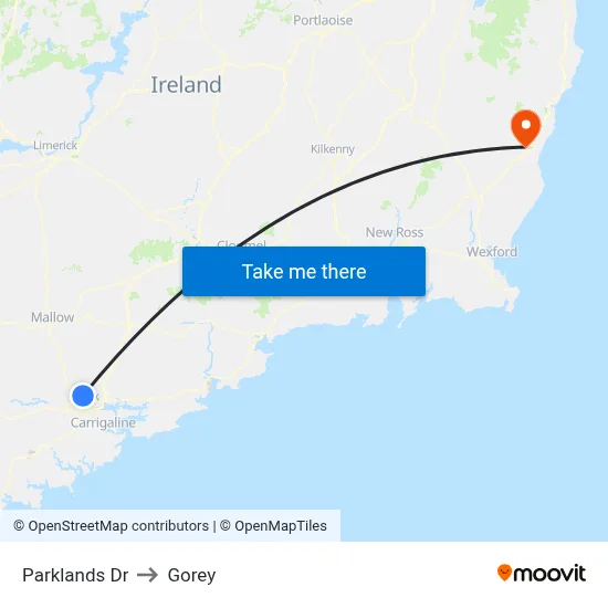 Parklands Dr to Gorey map