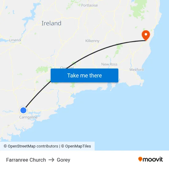 Farranree Church to Gorey map
