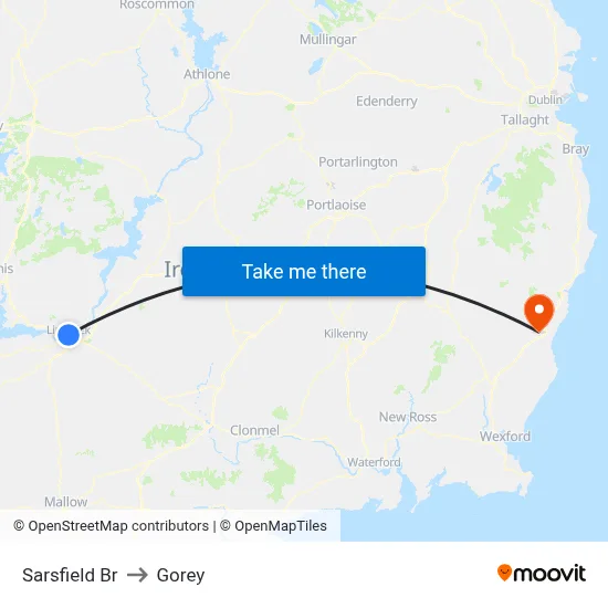 Sarsfield Br to Gorey map