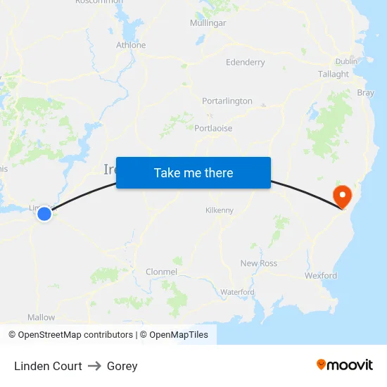 Linden Court to Gorey map