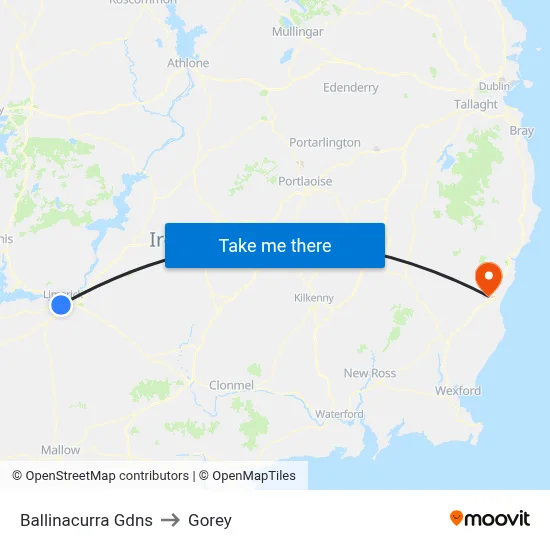Ballinacurra Gdns to Gorey map
