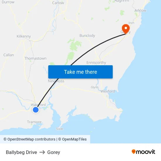 Ballybeg Drive to Gorey map