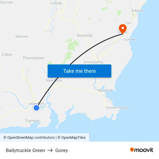 Ballytruckle Green to Gorey map