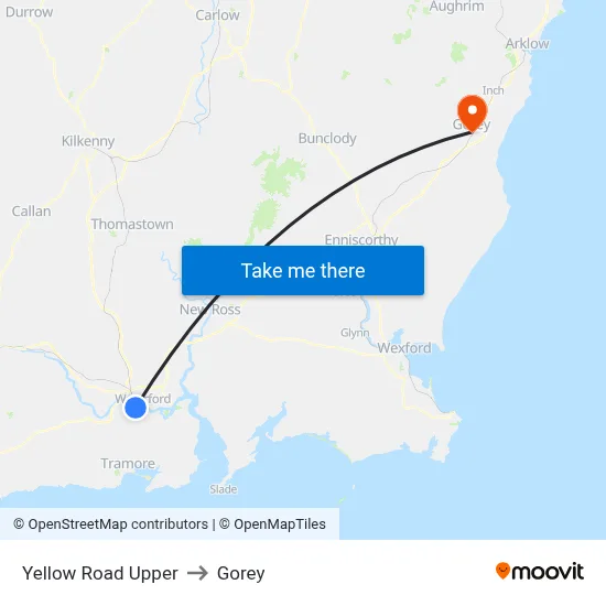 Yellow Road Upper to Gorey map