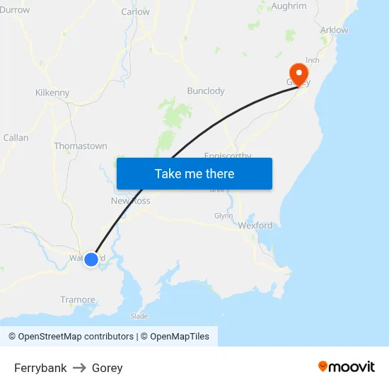 Ferrybank to Gorey map