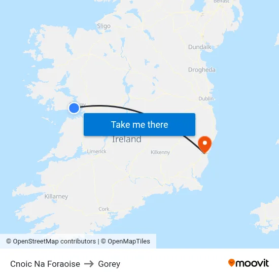 Cnoic Na Foraoise to Gorey map