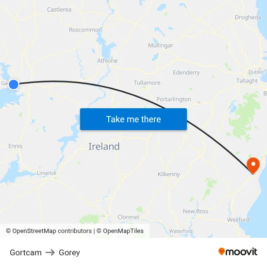 Gortcam to Gorey map