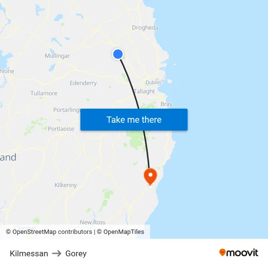 Kilmessan to Gorey map