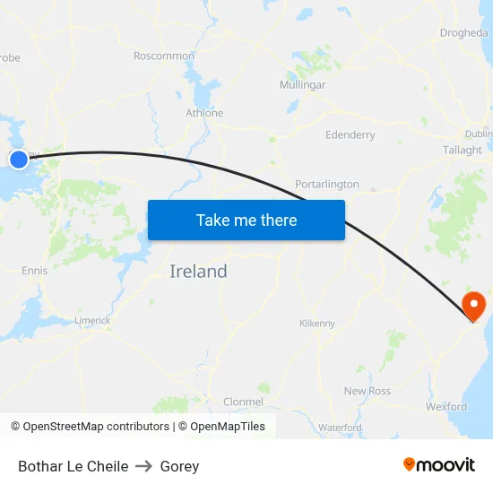 Bothar Le Cheile to Gorey map