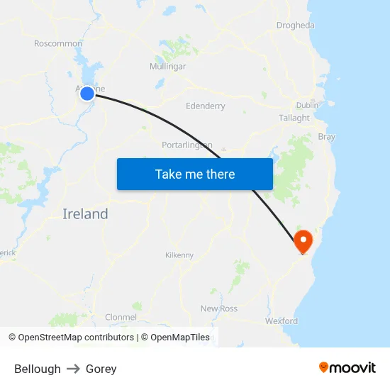 Bellough to Gorey map