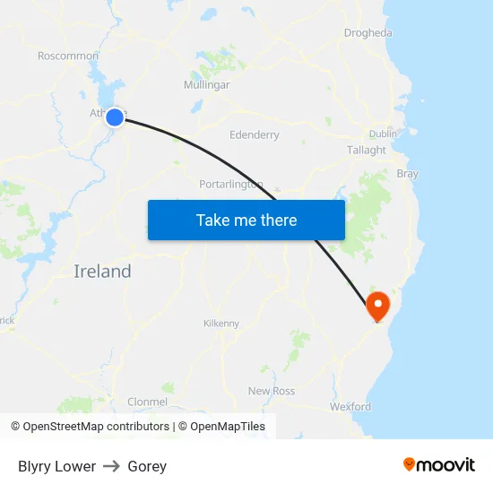 Blyry Lower to Gorey map