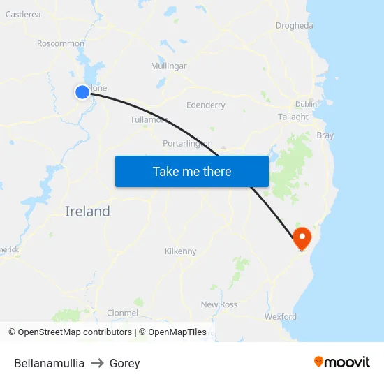 Bellanamullia to Gorey map