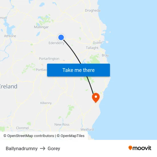 Ballynadrumny to Gorey map