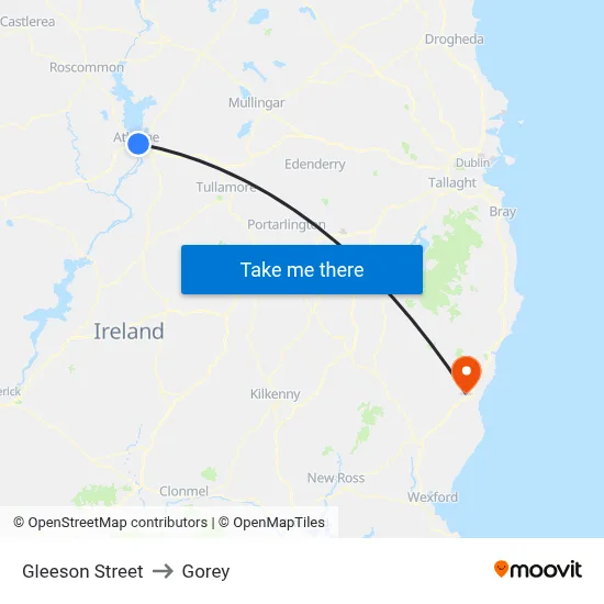 Gleeson Street to Gorey map