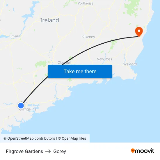 Firgrove Gardens to Gorey map