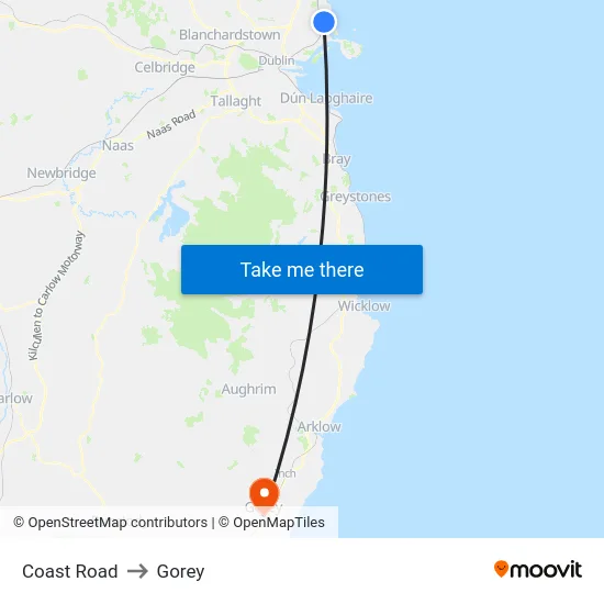 Coast Road to Gorey map