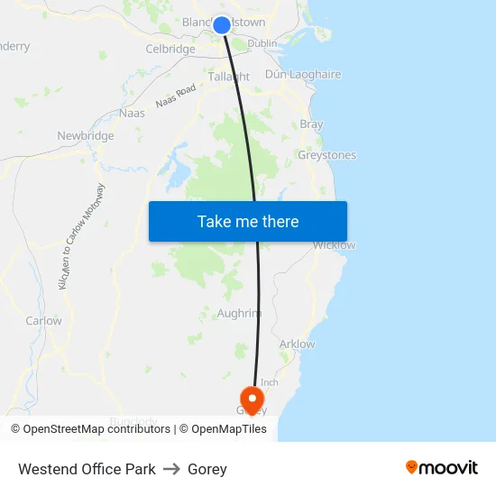 Westend Office Park to Gorey map