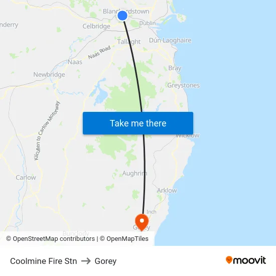 Coolmine Fire Stn to Gorey map