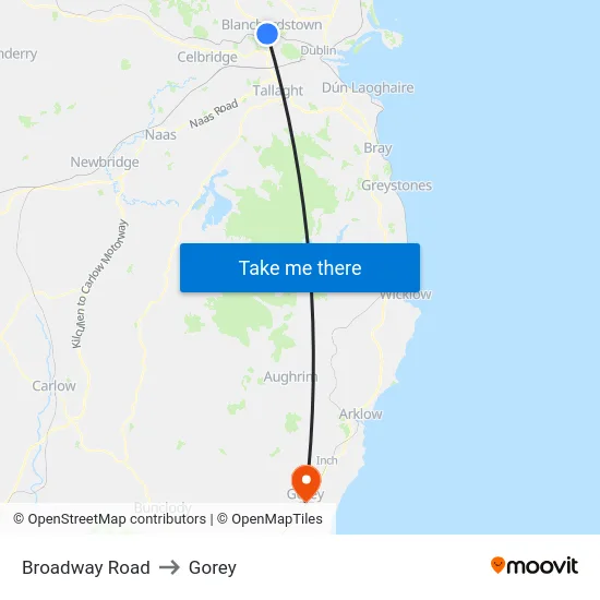 Broadway Road to Gorey map