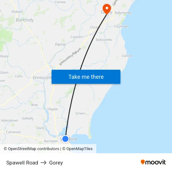 Spawell Road to Gorey map