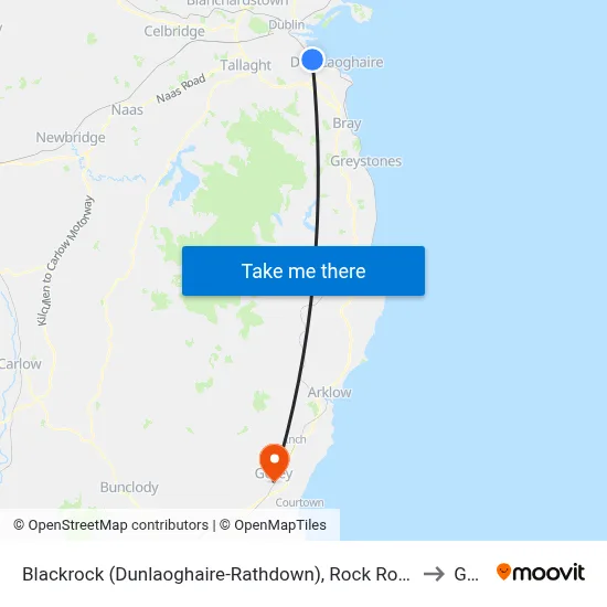 Blackrock (Dunlaoghaire-Rathdown), Rock Road (Booterstown Hall) to Gorey map