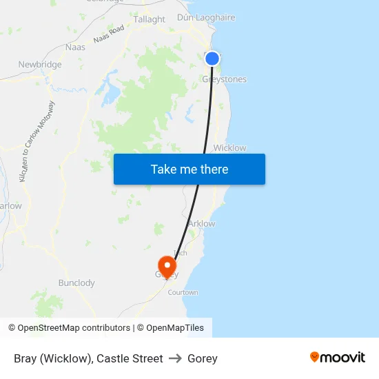 Bray (Wicklow), Castle Street to Gorey map