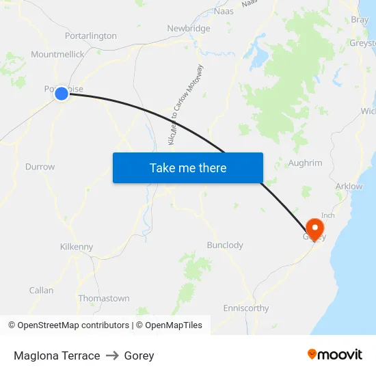 Mountrath Road to Gorey map