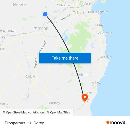 Prosperous to Gorey map