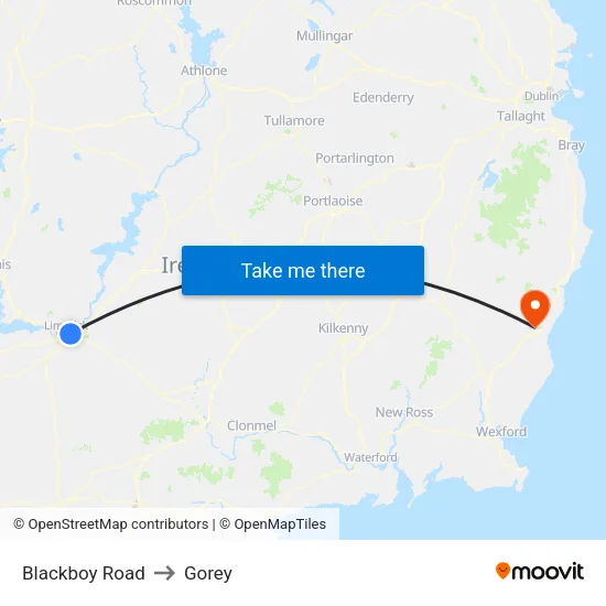 Blackboy Road to Gorey map