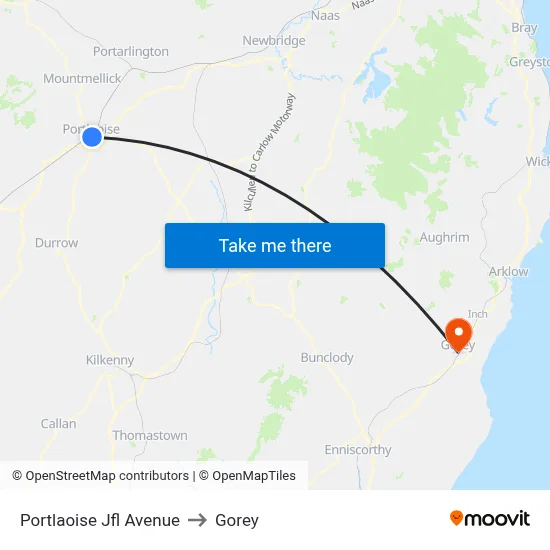 Portlaoise Jfl Avenue to Gorey map