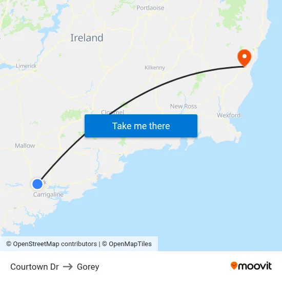 Courtown Dr to Gorey map