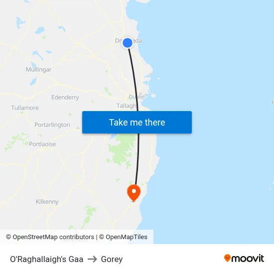 O'Raghallaigh's Gaa to Gorey map