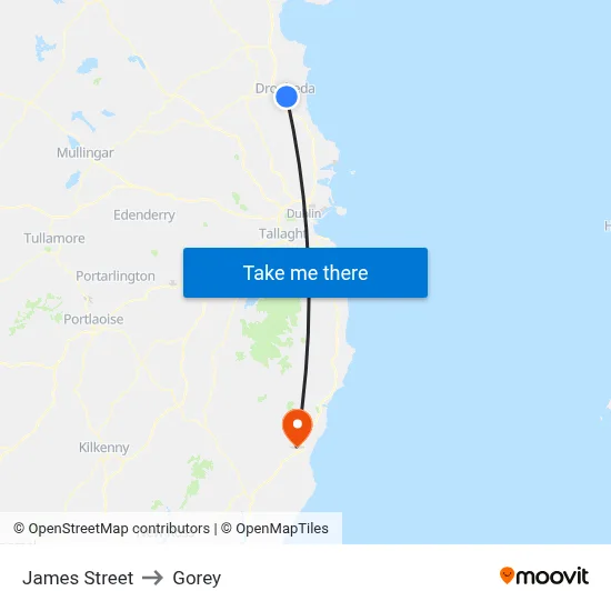 James Street to Gorey map