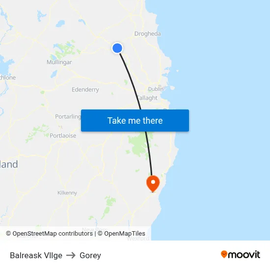 Balreask Vllge to Gorey map