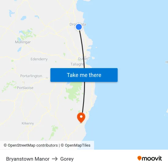 Bryanstown Manor to Gorey map