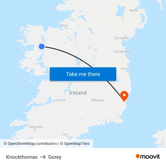 Knockthomas to Gorey map
