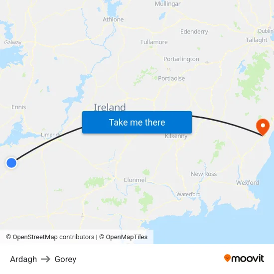 Ardagh to Gorey map