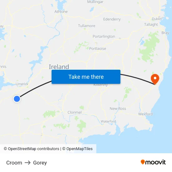 Croom to Gorey map